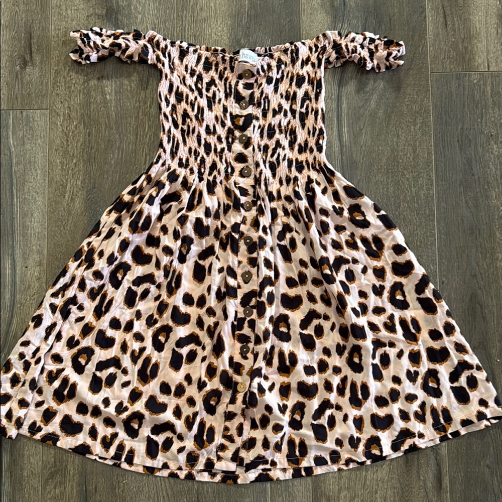 Tiare Hawaii light pink leopard Off-Shoulder Sundress